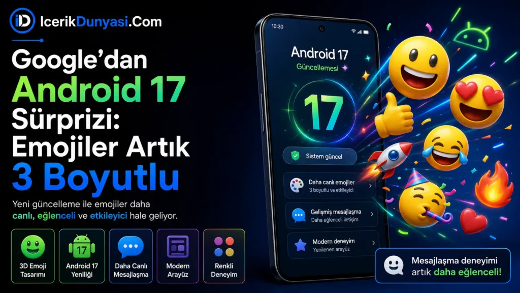 Google’dan Android 17 Sürprizi: Emojiler Artık 3 Boyutlu ve Çok Daha Canlı!