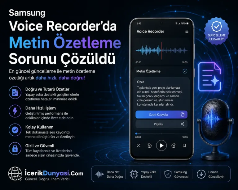 Samsung Voice Recorder’da Metin Özetleme Sorunu Çözüldü: Artık Daha Akıcı ve Güvenilir Bir Deneyim!
